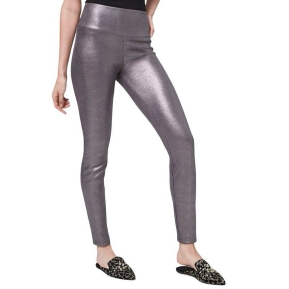 White House Black Market Foil Suede Runway Leggings Mink Taupe Size 00R